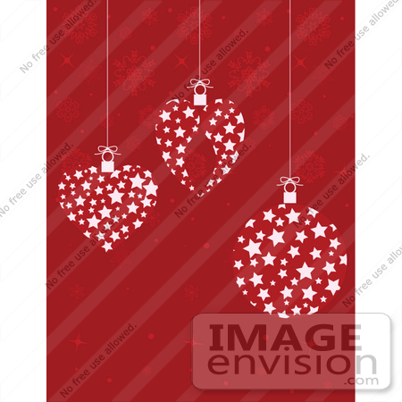 #48339 Clip Art Illustration Of White Starry Xmas Ornaments On A Red Snowflake Background by pushkin