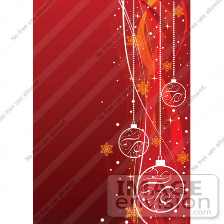 Clip Art Illustration Of A Red Xmas Background With A Right Border Of ...