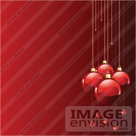 #48413 Clip Art Illustration Of A Border Of Large And Small Xmas Bulbs On Golden Chains Over Red by pushkin