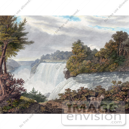 #48795 Royalty-Free Stock Illustration Of Two Goats Near American Falls, Niagara Falls, From Goat Island by JVPD