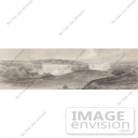 #48799 Royalty-Free Stock Illustration Of A Sepia Toned Engraving Of Niagara Falls From The Canadian Side by JVPD