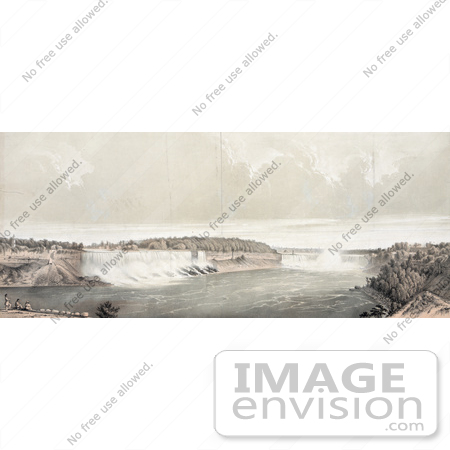 #48800 Royalty-Free Stock Illustration Of Three Men On Shore, Viewing Niagara Falls by JVPD
