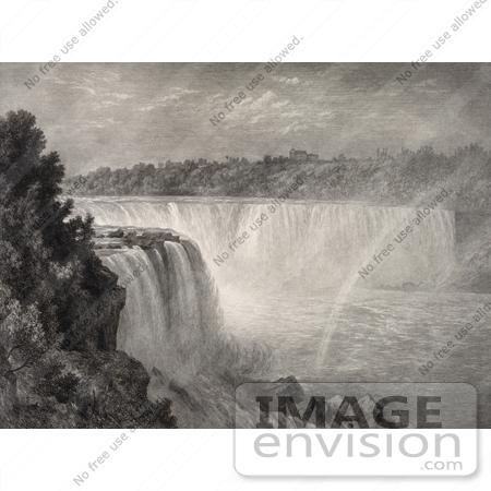 #48804 Royalty-Free Stock Illustration Of A Sepia Sketch Of A Rainbow At Niagara Falls by JVPD