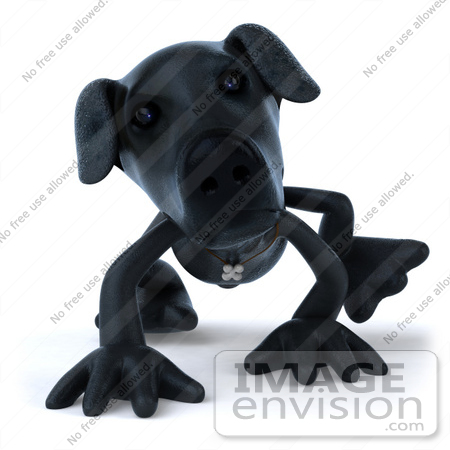 #49472 Royalty-Free (RF) Illustration Of A 3d Black LabradorDog Mascot Walking Forward On All Four Legs - Version 2 by Julos