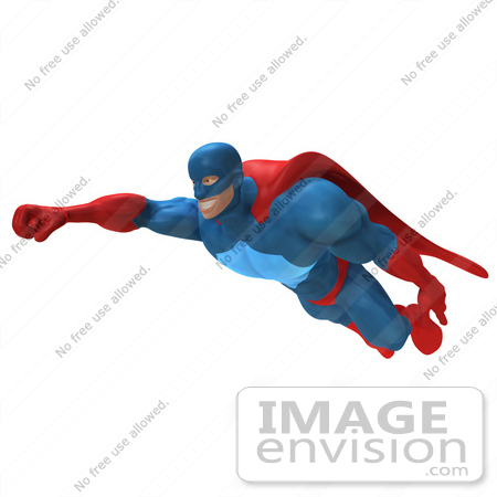 #49661 Royalty-Free (RF) Illustration Of A 3d Powerful Superhero Flying - Version 4 by Julos