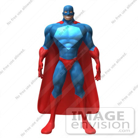 #49664 Royalty-Free (RF) Illustration Of A 3d Powerful Superhero Standing And Facing Front - Version 1 by Julos