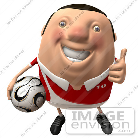 #49758 Royalty-Free (RF) Illustration Of A 3d Chubby Soccer Player Carrying A Ball And Giving The Thumbs Up - Pose 1 by Julos
