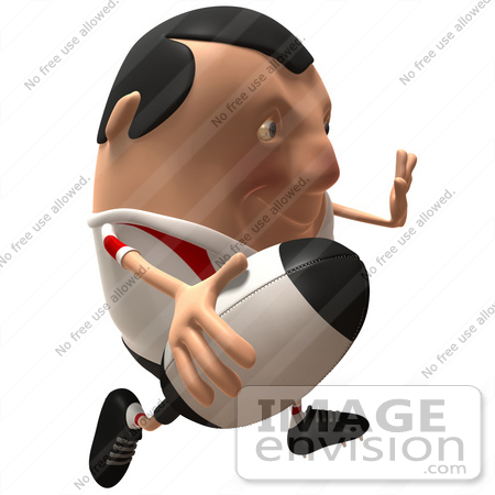 #49769 Royalty-Free (RF) Illustration Of A 3d Chubby Rugby Mascot Running - Version 3 by Julos