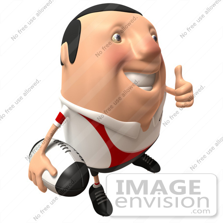 #49864 Royalty-Free (RF) Illustration Of A 3d Chubby Rugby Mascot Giving The Thumbs Up - Version 2 by Julos