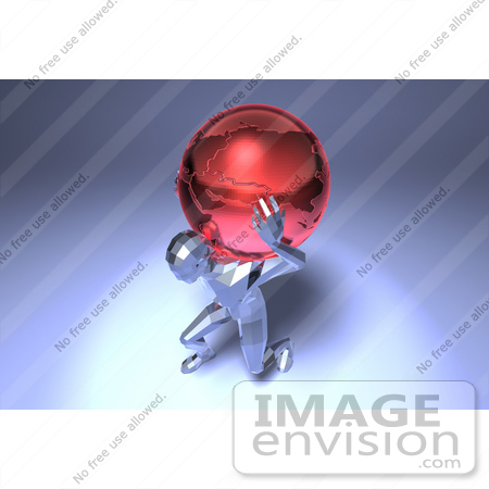 #49916 Royalty-Free (RF) Illustration Of A 3d Crystal Man Character Carrying A Globe - Version 3 by Julos