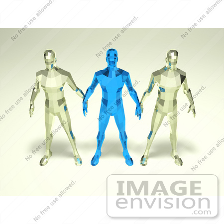 #49920 Royalty-Free (RF) Illustration Of A Group Of Blue And Clear 3d Crystal Men Characters - Version 2 by Julos