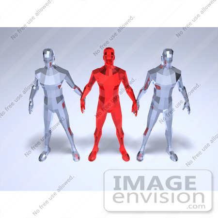 #49924 Royalty-Free (RF) Illustration Of A Group Of Red And Clear 3d Crystal Men Characters - Version 3 by Julos