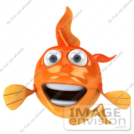 #50002 Royalty-Free (RF) Illustration Of A 3d Happy Goldfish Mascot Facing Forward by Julos