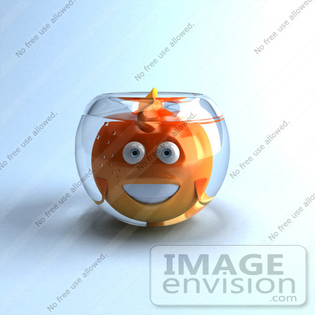 #50006 Royalty-Free (RF) Illustration Of A 3d Happy Fat Goldfish Mascot In A Small Fish Bowl by Julos