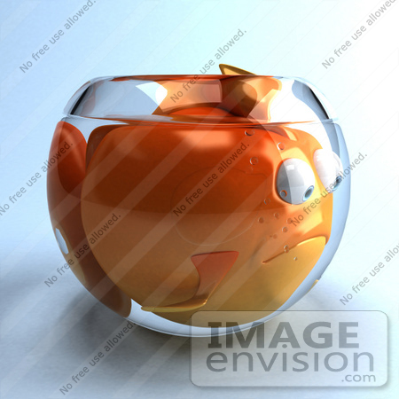 #50007 Royalty-Free (RF) Illustration Of A 3d Pouty Fat Goldfish Mascot In A Small Fish Bowl by Julos