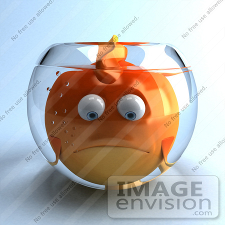 #50010 Royalty-Free (RF) Illustration Of A 3d Sad Fat Goldfish Mascot In A Small Fish Bowl by Julos