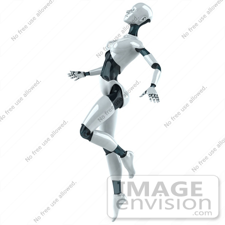 #50631 Royalty-Free (RF) Illustration Of A 3d Female Robot Mascot Dancing - Version 4 by Julos
