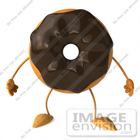 #50711 Royalty-Free (RF) Illustration Of A 3d Milk Chocolate Frosted Doughnut Mascot Standing by Julos