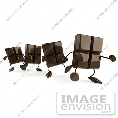 #50716 Royalty-Free (RF) Illustration Of 3d Milk Chocolate Mascots Walking In A Line by Julos