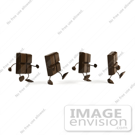 #50718 Royalty-Free (RF) Illustration Of A 3d Group Of Milk Chocolate Bar Mascots Walking In Line by Julos