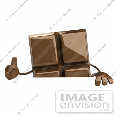 #50719 Royalty-Free (RF) Illustration Of A 3d Milk Chocolate Bar Mascot Giving The Thumbs Up Over A Blank Sign by Julos
