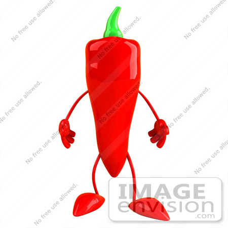 #50736 Royalty-Free (RF) Illustration Of A 3d Red Hot Chili Pepper Mascot Standing by Julos