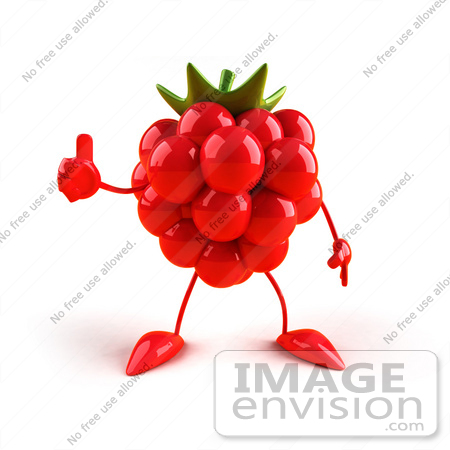 #50770 Royalty-Free (RF) Illustration Of A 3d Raspberry Mascot Giving The Thumbs Up - Version 1 by Julos