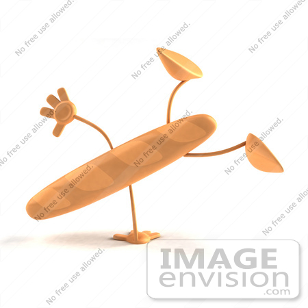 #50774 Royalty-Free (RF) Illustration Of A 3d Baguette Bread Character Doing A Cartwheel - Version 1 by Julos