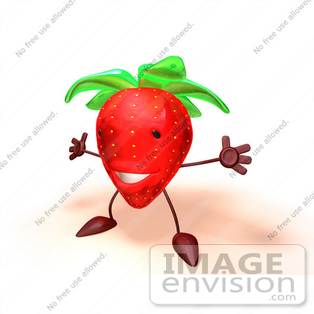 #50815 Royalty-Free (RF) Illustration Of A 3d Strawberry Character Holding His Arms Open - Version 2 by Julos
