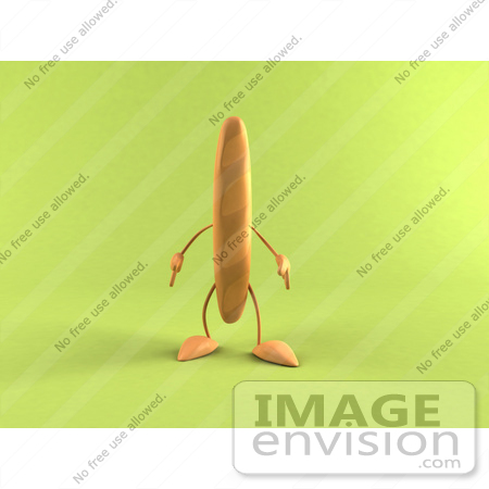 #50831 Royalty-Free (RF) Illustration Of A 3d Baguette Bread Character - Version 2 by Julos