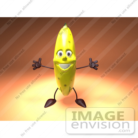 #50833 Royalty-Free (RF) Illustration Of A 3d Banana Mascot Holding His Arms Open - Version 2 by Julos