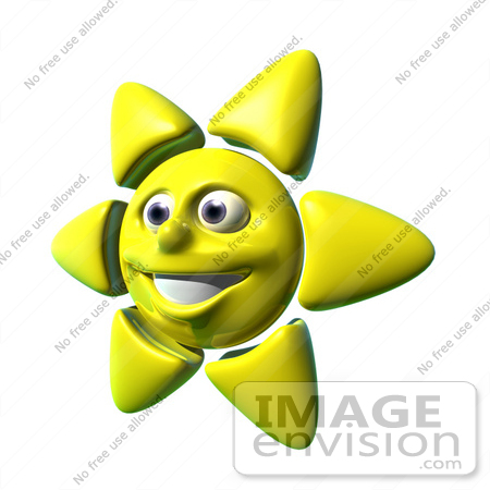 #51623 Royalty-Free (RF) Illustration Of A 3d Happy Yellow Sun Smiling - Version 3 by Julos