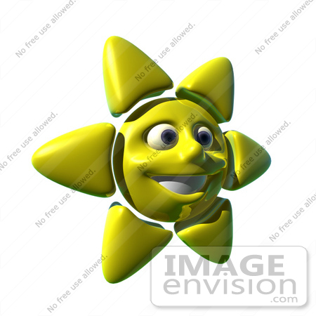 #51624 Royalty-Free (RF) Illustration Of A 3d Happy Yellow Sun Smiling - Version 2 by Julos