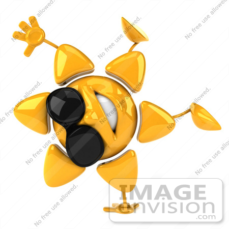 #51629 Royalty-Free (RF) Illustration Of A 3d Happy Yellow Sun Doing A Handstand by Julos
