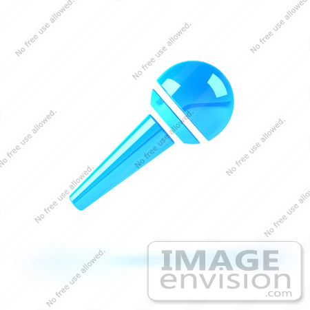#51651 Royalty-Free (RF) Illustration Of A 3d Blue Microphone On A Handle - Version 3 by Julos