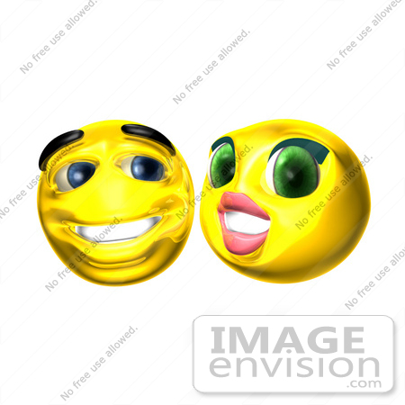 #51697 Royalty-Free (RF) Illustration Of Two Flirting 3d Smiley Faces by Julos