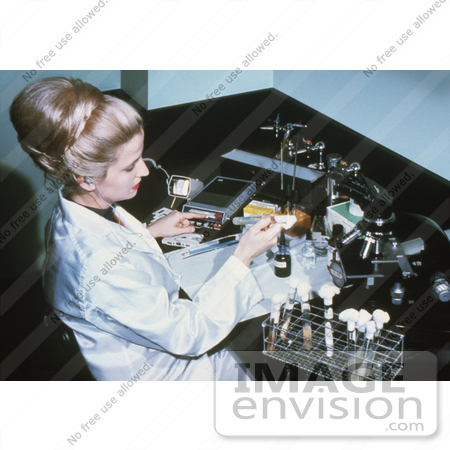 #5171 1970 Picture of a Nurse Working with a Mycology Lab Training Kit by JVPD