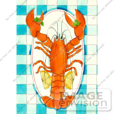 #53868 Royalty-Free Stock Clipart Of A Lobster on a Plate by Maria Bell