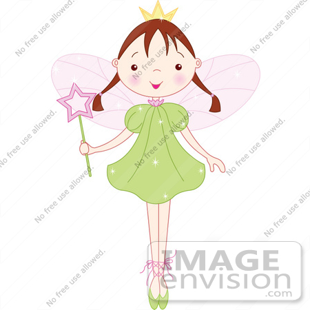#56182 Royalty-Free (RF) Clip Art Of A Brunette Ballet Fairy Princess Standing On Her Tippy Toes by pushkin