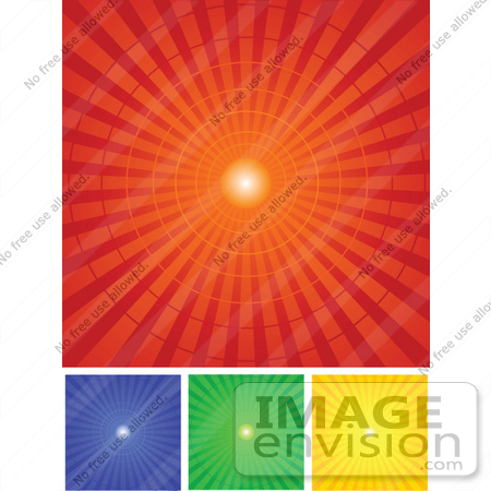 #56310 Royalty-Free (RF) Clip Art Illustration Of A Digital Collage Of Red, Blue, Green And Yellow Radial Burst Backgrounds by pushkin