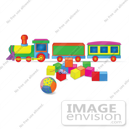 #56425 Royalty-Free (RF) Clip Art Illustration Of A Toy Train With Blocks And A Ball by pushkin