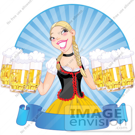Royalty-Free (RF) Clip Art Illustration Of A Blond Beer Maiden Serving ...