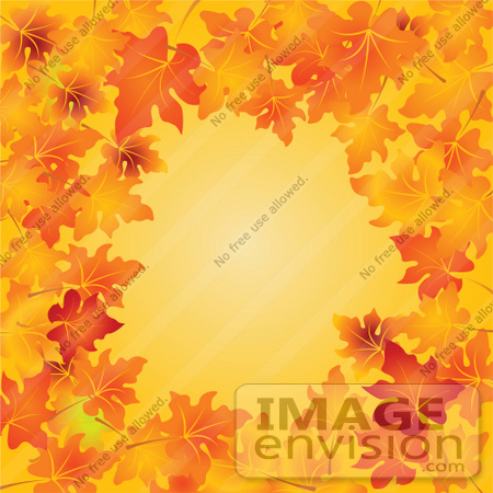 #56491 Royalty-Free (RF) Clip Art Illustration Of An Orange Background Bordered With Vibrant Autumn Leaves by pushkin
