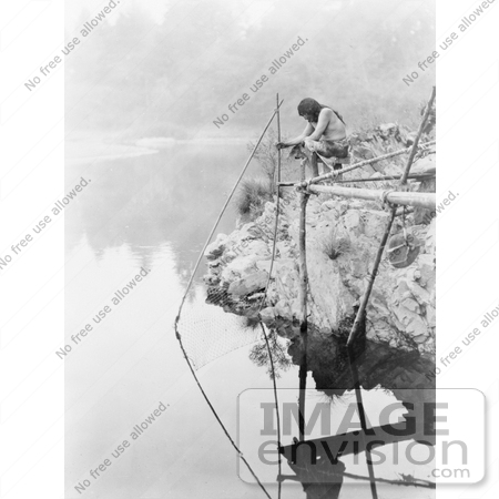 #6026 Hupa Indian Using Fishing Net by JVPD