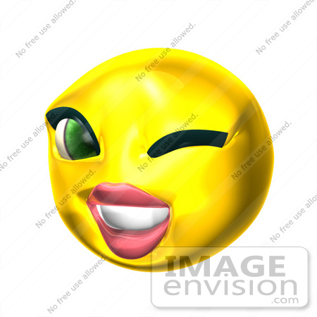 #60708 Royalty-Free (RF) Illustration Of A 3d Female Smiley Face Winking by Julos