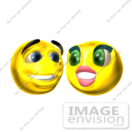 #60715 Royalty-Free (RF) Illustration Of Two 3d Smiley Faces Smiling by Julos