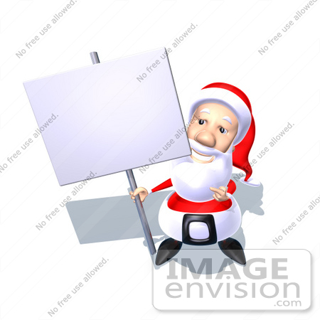 #60771 Royalty-Free (RF) Illustration Of A 3d Santa Claus Holding Up A Blank Sign On A Post - Version 4 by Julos