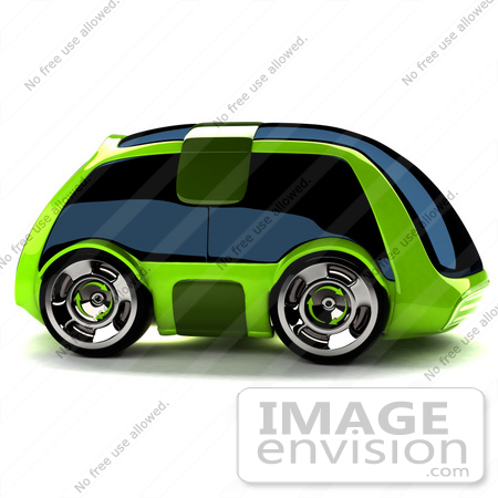 #60868 Royalty-Free (RF) Illustration Of A 3d Futuristic Green Concept Car With Tinted Windows - Version 4 by Julos