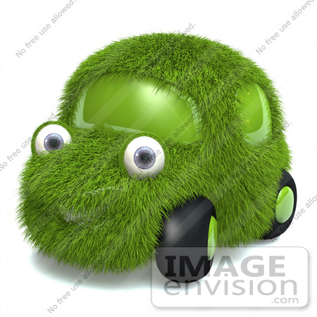 #60918 Royalty-Free (RF) Illustration Of A 3d Grass Car Mascot - Version 2 by Julos