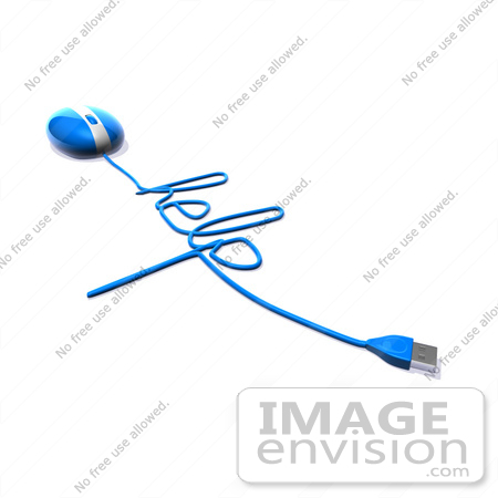 #60922 Royalty-Free (RF) Illustration Of A 3d Blue Computer Mouse With Cable Spelling HELP - Version 3 by Julos